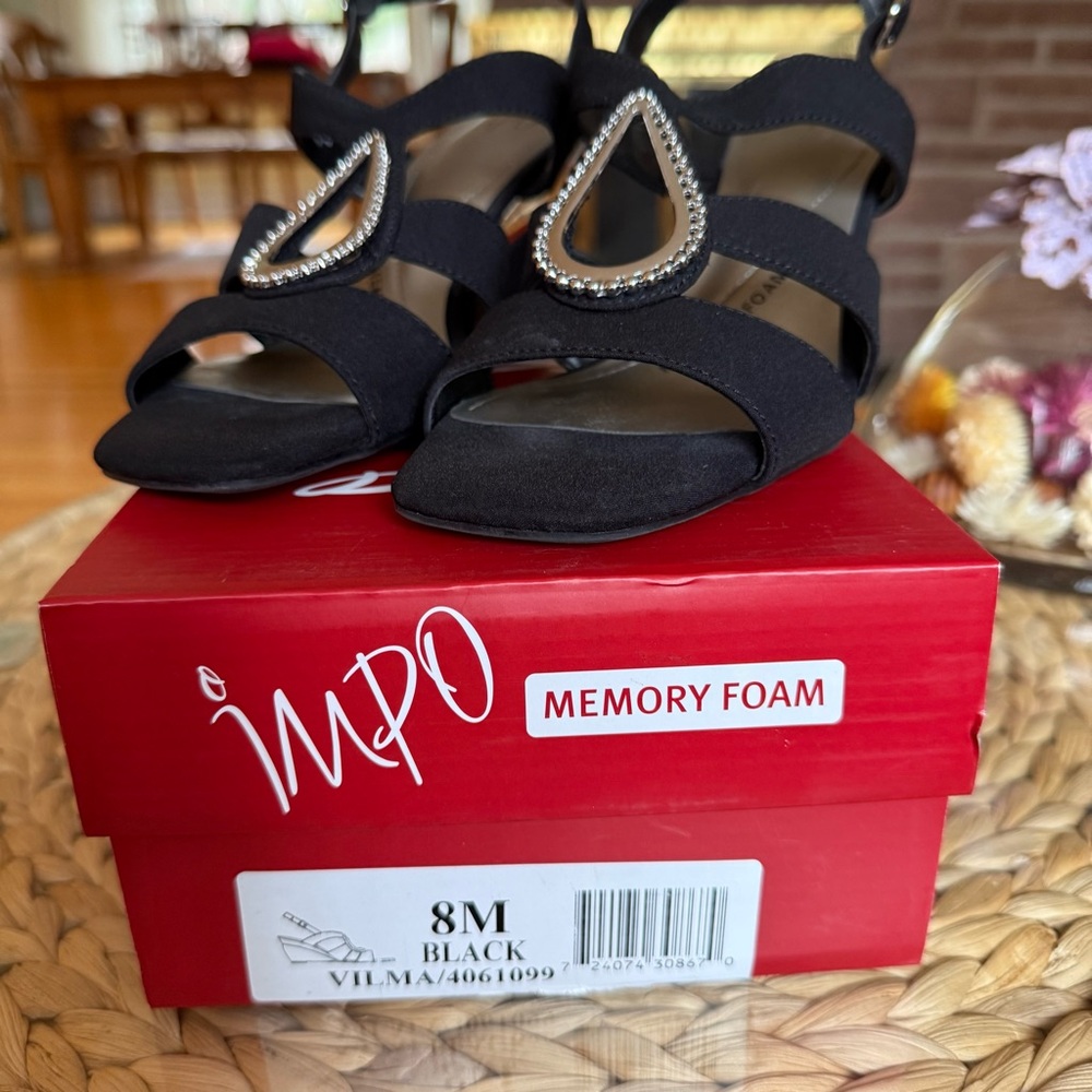 Impo Women's Black Bejeweled Wedge Sandals - Picture 2 of 4